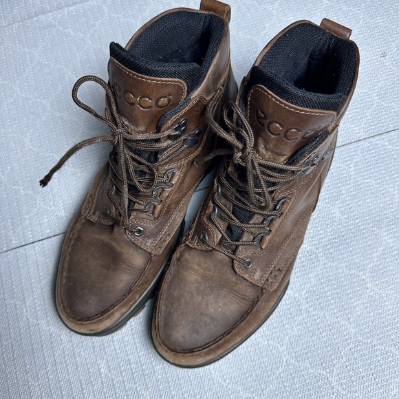Ecco Track 25 Brown Gore-Tex Boots Size EU 46 US 12 Ankle Hiking Waterproof Flaw - Picture 1 of 6